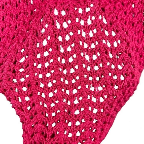 Chicos Open Knit 3/4 length sleeve Pink Sweater size 2 - Picture 3 of 8